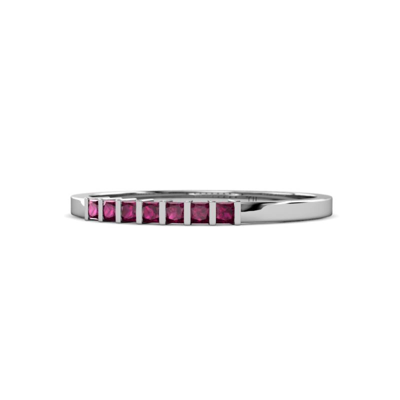Abila 0.39 ctw (2.00 mm) Princess Cut Rhodolite Garnet 7 Stone Wedding Band 