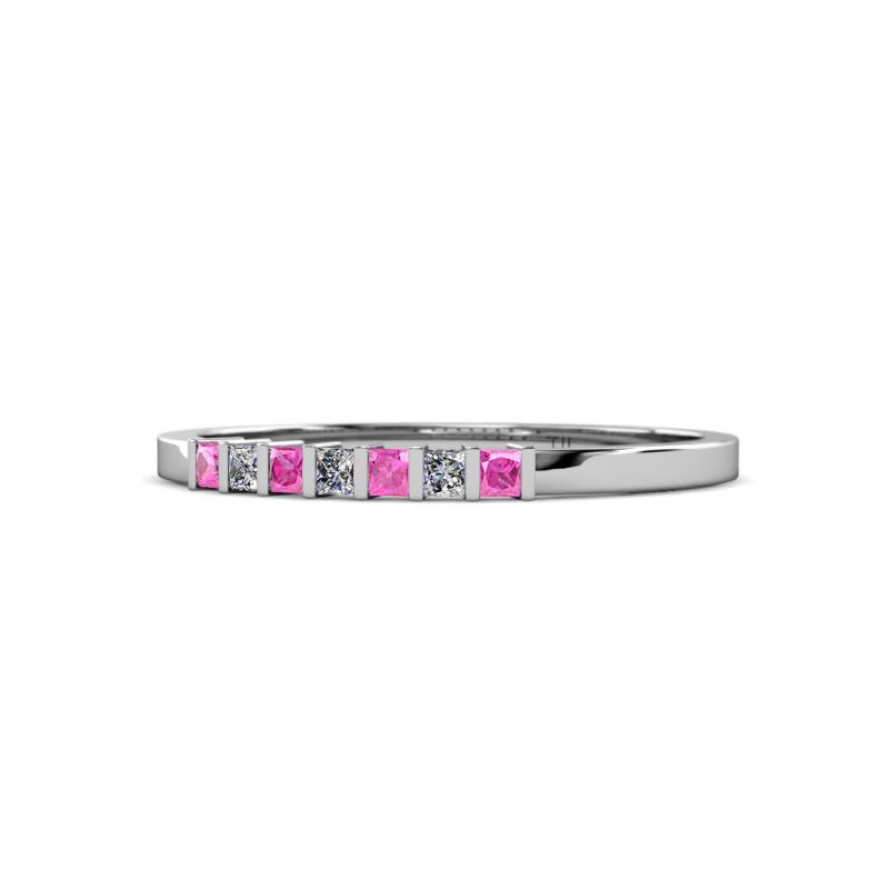 Abila 2.00 mm Pink Sapphire and Diamond 7 Stone Wedding Band 