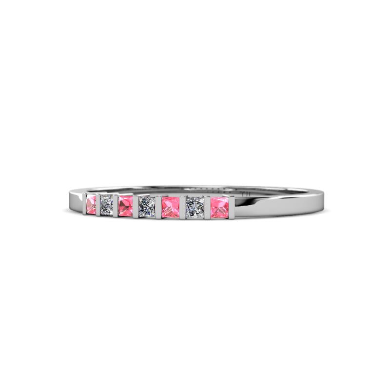 Abila 2.00 mm Pink Tourmaline and Diamond 7 Stone Wedding Band 