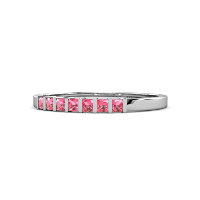 Abila 0.63 ctw (2.50 mm) Princess Cut Pink Tourmaline 7 Stone Wedding Band 