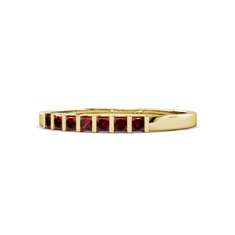 Abila 0.70 ctw (2.50 mm) Princess Cut Red Garnet 7 Stone Wedding Band 
