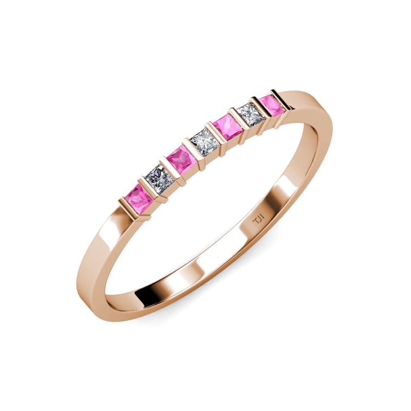Abila Pink Sapphire and Diamond Wedding Band 