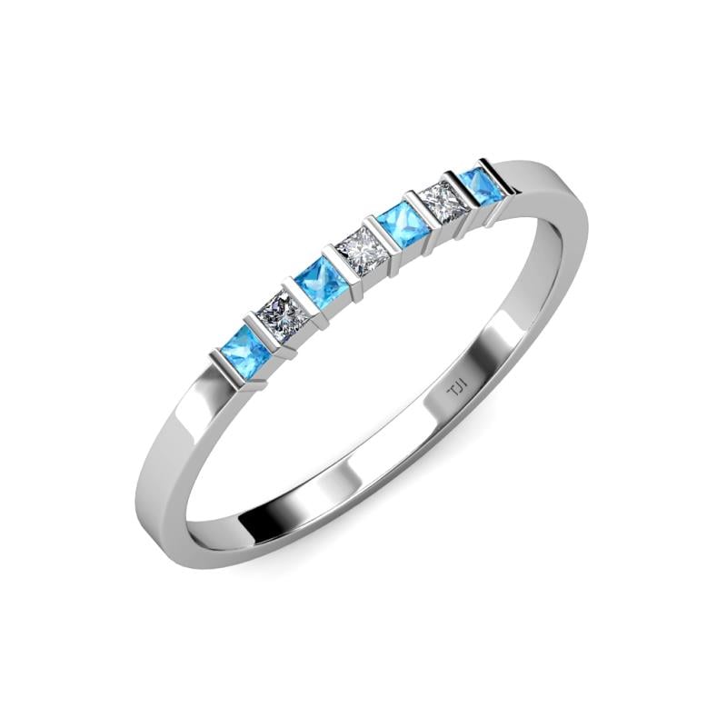 Abila Blue Topaz and Diamond Wedding Band 