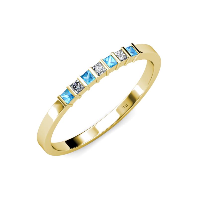 Abila Blue Topaz and Diamond Wedding Band 