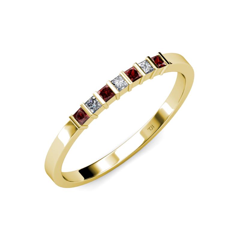 Abila Red Garnet and Diamond Wedding Band 