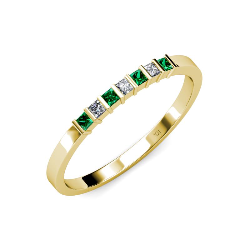 Abila Emerald and Diamond Wedding Band 
