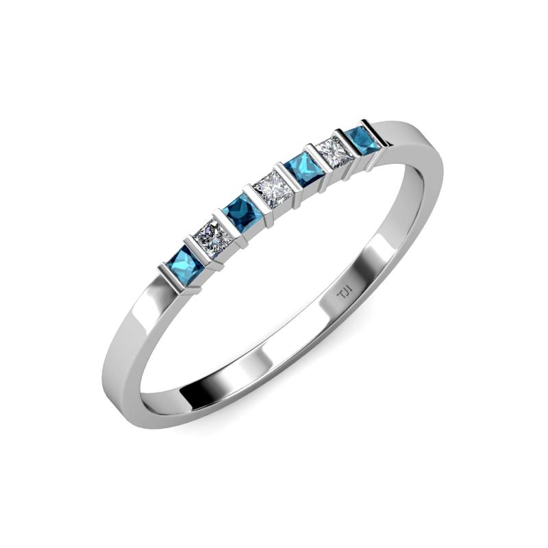 Abila Blue and White Diamond Wedding Band 