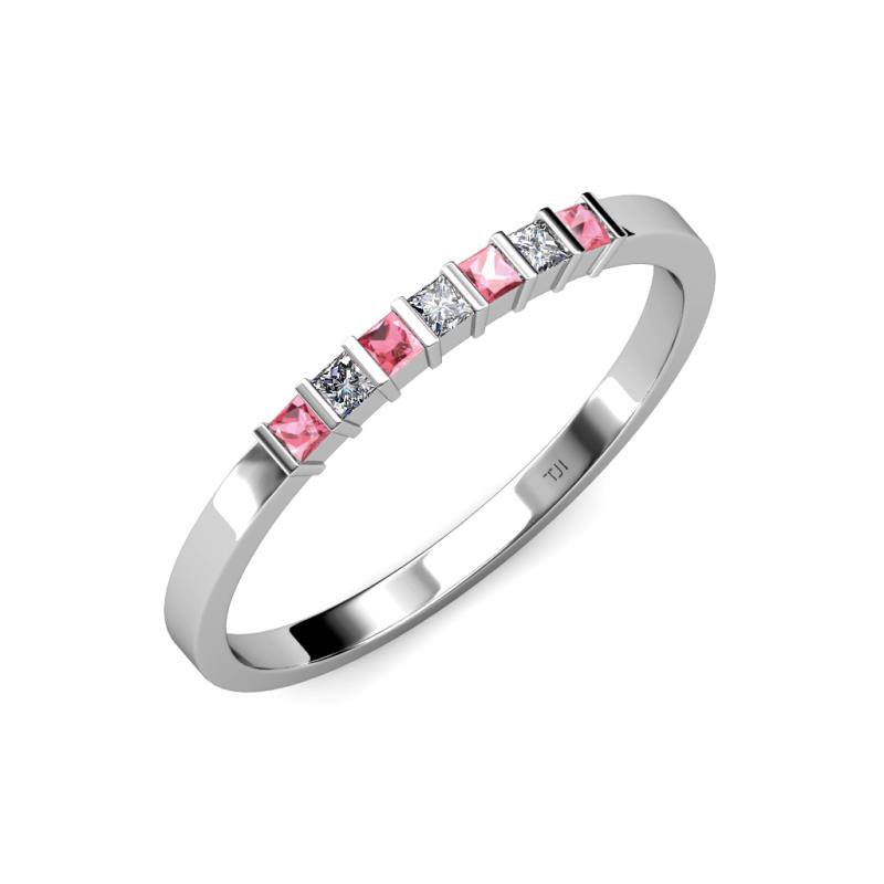 Abila Pink Tourmaline and Diamond Wedding Band 