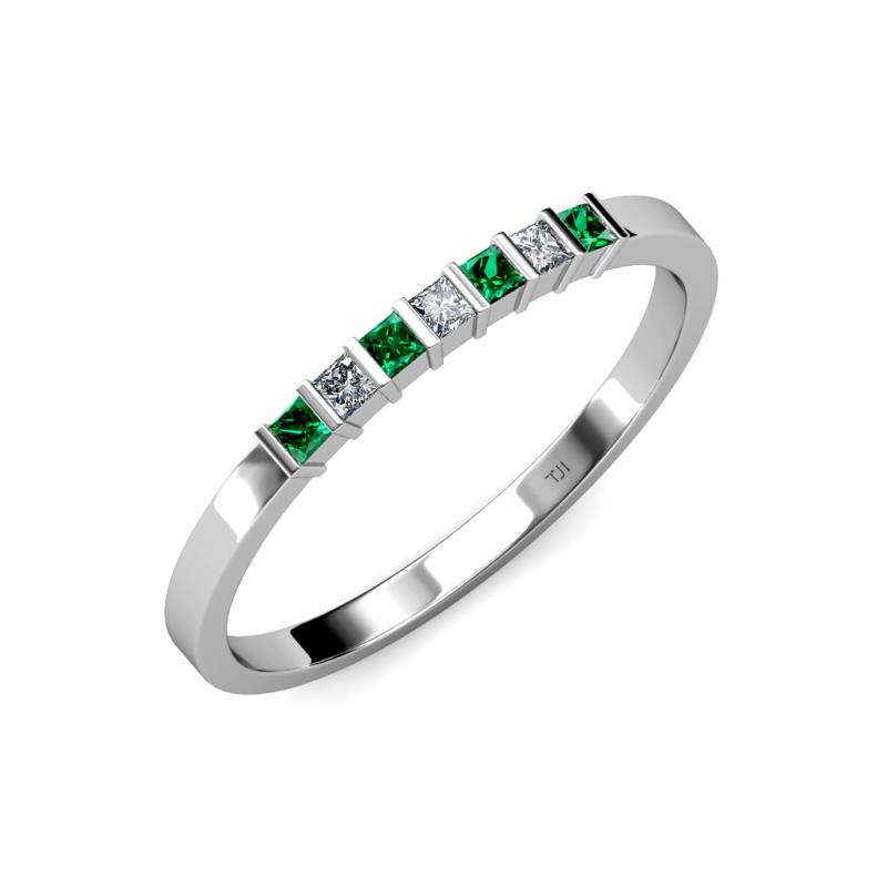 Abila Emerald and Diamond Wedding Band 