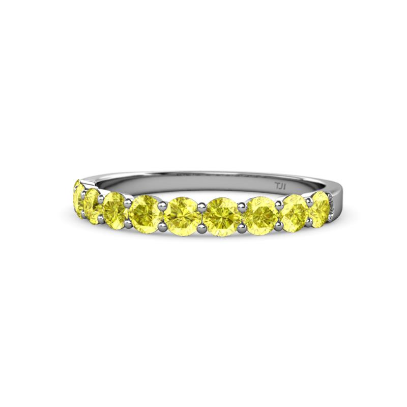Clara 3.00 mm Yellow Diamond 10 Stone Wedding Band 