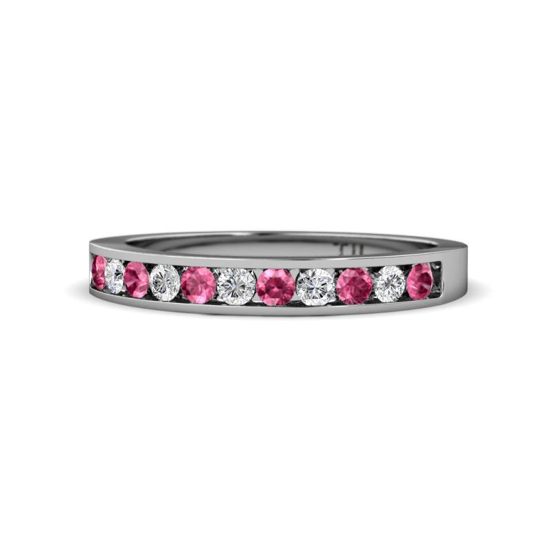 Kathiryn 1.70 mm Pink Tourmaline and Diamond 11 Stone Wedding Band 