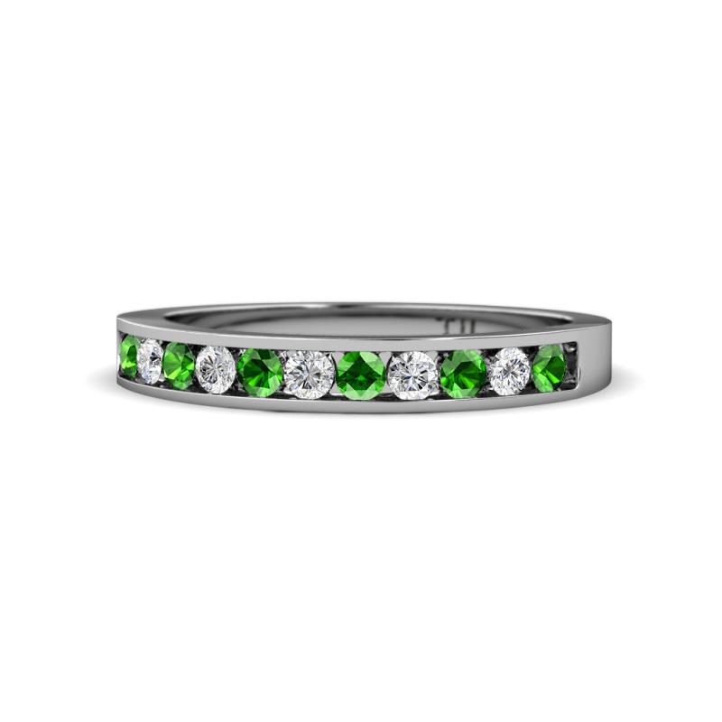 Kathiryn 1.70 mm Green Garnet and Lab Grown Diamond 11 Stone Wedding Band 