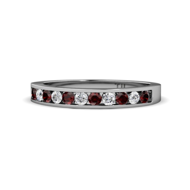 Kathiryn 1.70 mm Red Garnet and Lab Grown Diamond 11 Stone Wedding Band 