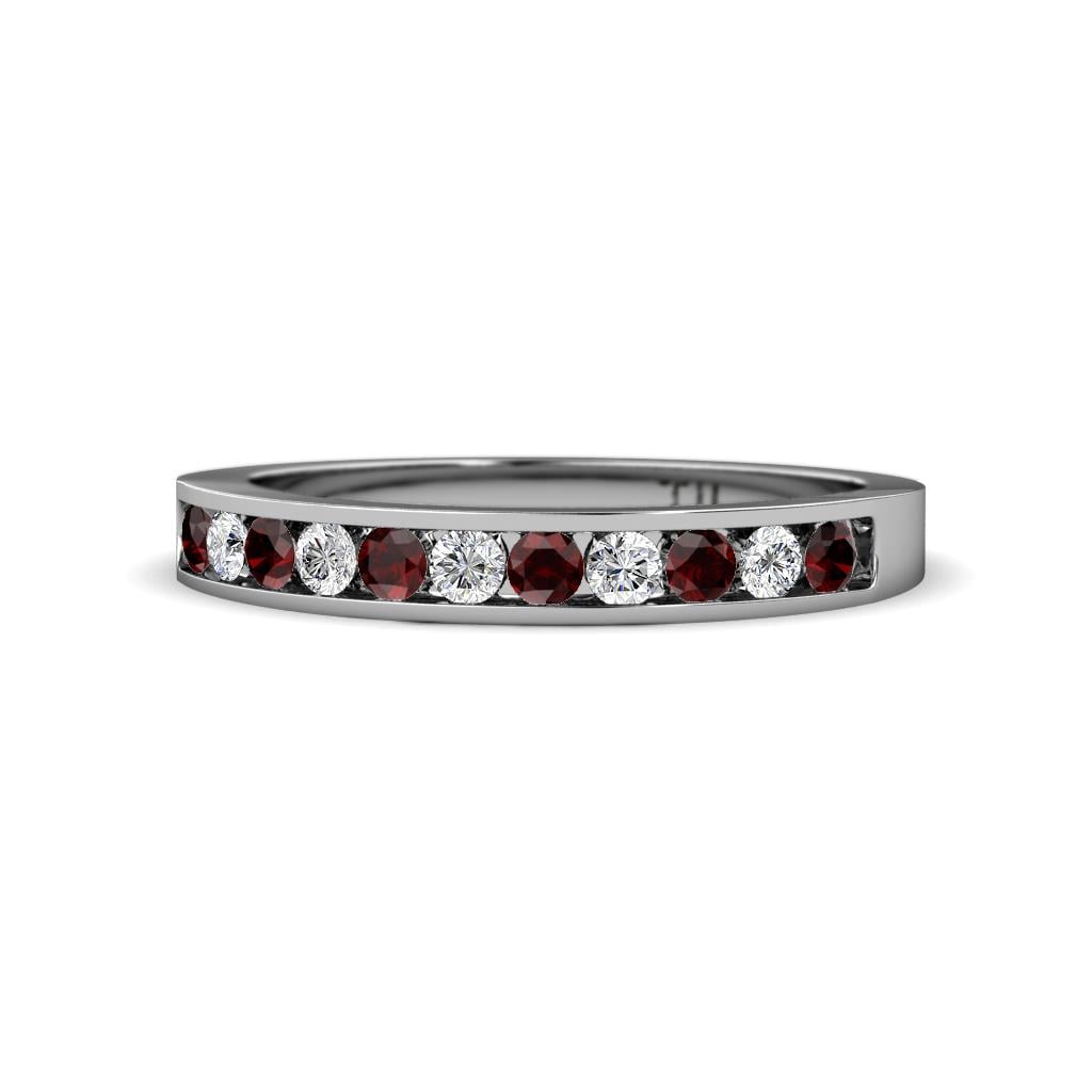 Kathiryn 2.00 mm Red Garnet and Diamond 11 Stone Wedding Band 