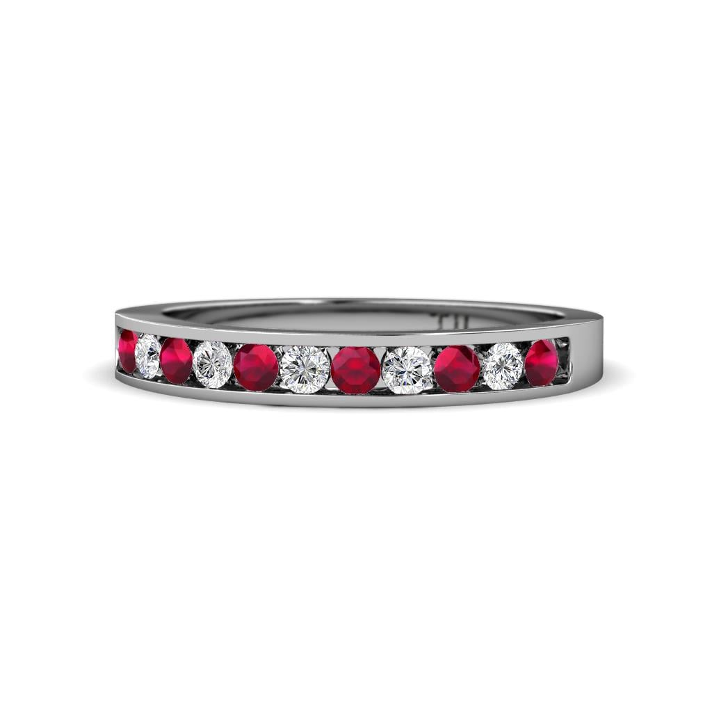 Kathiryn 2.00 mm Ruby and Lab Grown Diamond 11 Stone Wedding Band 