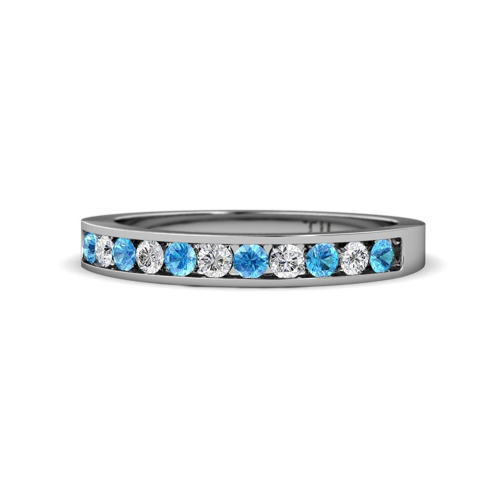 Kathiryn 2.00 mm Blue Topaz and Lab Grown Diamond 11 Stone Wedding Band 