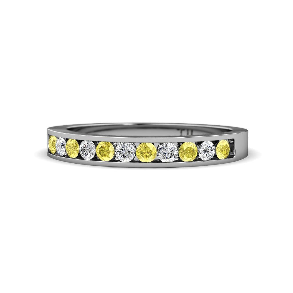 Kathiryn 2.30 mm Yellow Sapphire and Diamond 11 Stone Wedding Band 