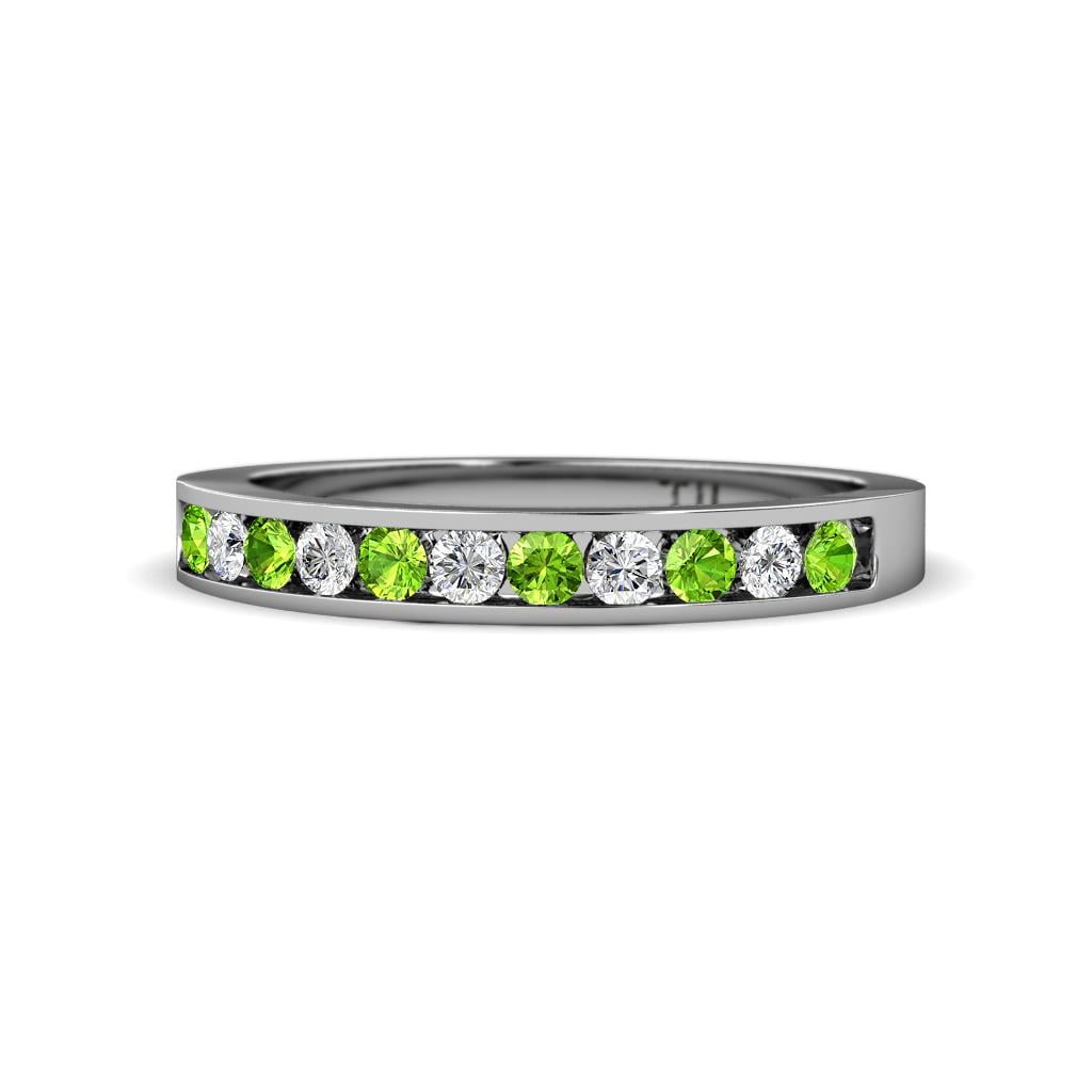 Kathiryn 2.30 mm Peridot and Diamond 11 Stone Wedding Band 