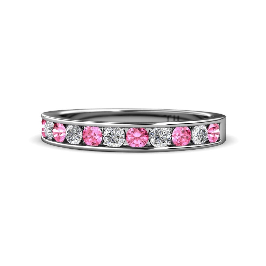 Kathiryn 2.70 mm Pink Sapphire and Diamond 11 Stone Wedding Band 
