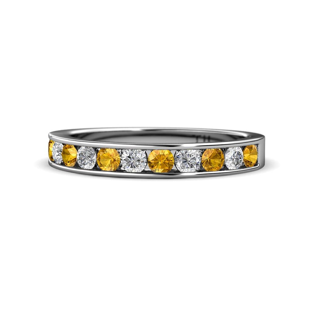 Kathiryn 2.70 mm Citrine and Diamond 11 Stone Wedding Band 