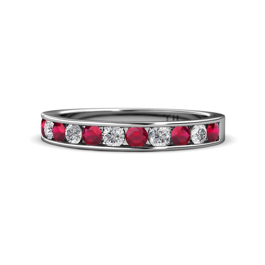 Kathiryn 3.00 mm Ruby and Diamond 11 Stone Wedding Band 