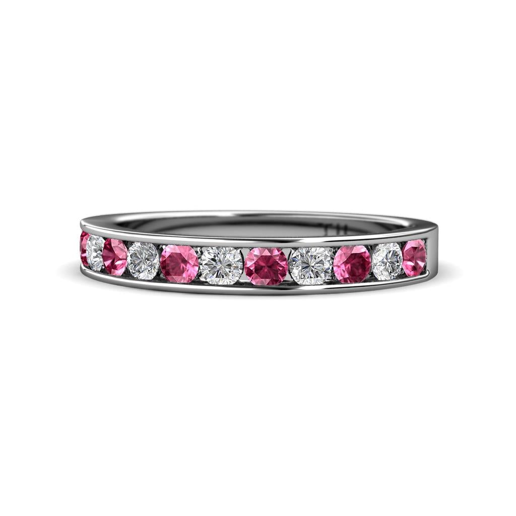 Kathiryn 3.00 mm Pink Tourmaline and Lab Grown Diamond 11 Stone Wedding Band 