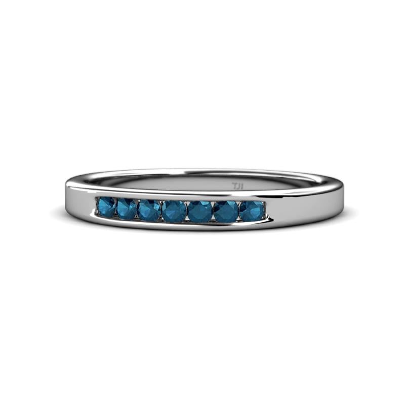 Kathiryn 2.40 mm Blue Diamond 7 Stone Wedding Band 