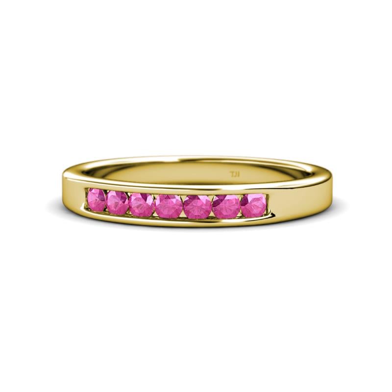 Kathiryn 2.70 mm Pink Sapphire 7 Stone Wedding Band 