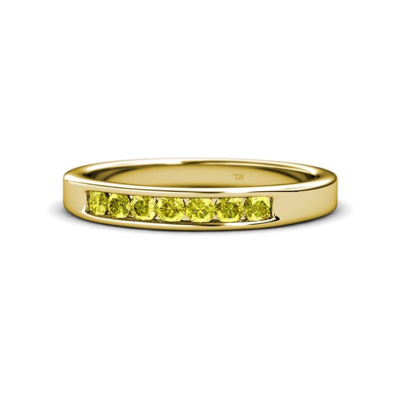 Kathiryn 2.70 mm Yellow Diamond 7 Stone Wedding Band 