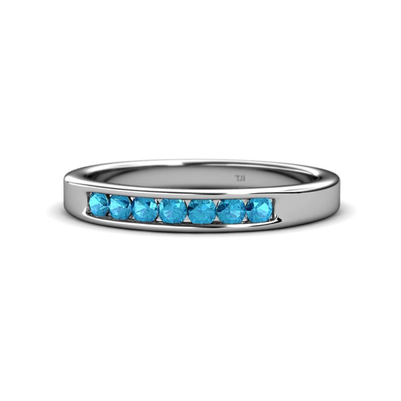 Kathiryn 2.70 mm London Blue Topaz 7 Stone Wedding Band 