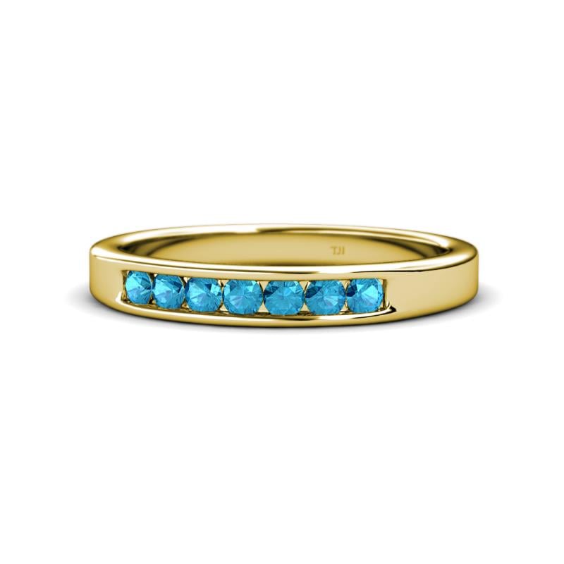 Kathiryn 2.70 mm London Blue Topaz 7 Stone Wedding Band 