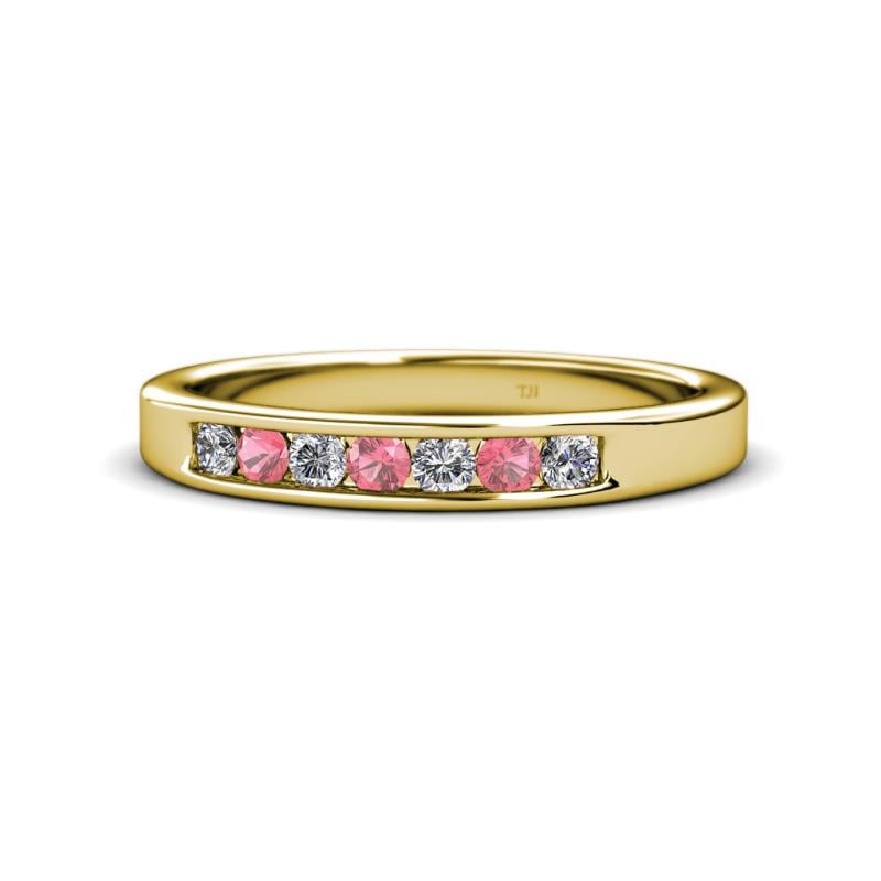 Kathiryn 2.70 mm Pink Tourmaline and Diamond 7 Stone Wedding Band 