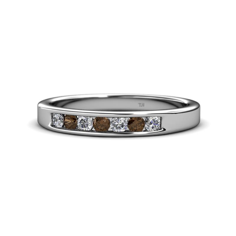 Kathiryn 2.70 mm Smoky Quartz and Diamond 7 Stone Wedding Band 