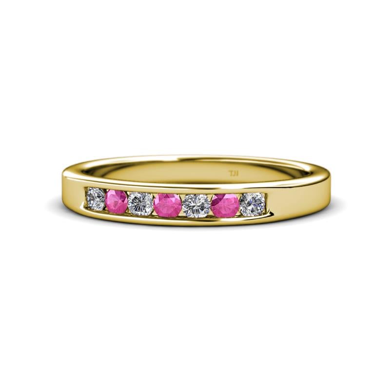 Kathiryn 2.70 mm Pink Sapphire and Lab Grown Diamond 7 Stone Wedding Band 