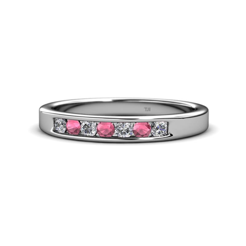 Kathiryn 2.70 mm Rhodolite Garnet and Lab Grown Diamond 7 Stone Wedding Band 