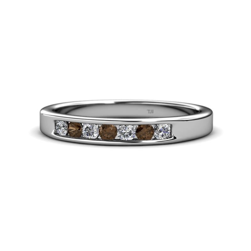 Kathiryn 2.70 mm Smoky Quartz and Lab Grown Diamond 7 Stone Wedding Band 