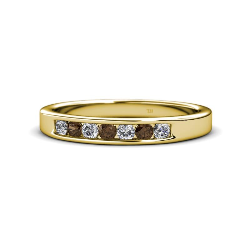 Kathiryn 2.70 mm Smoky Quartz and Lab Grown Diamond 7 Stone Wedding Band 