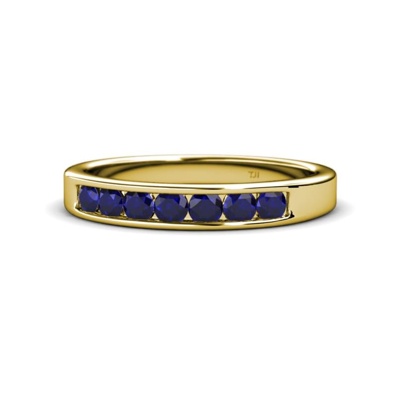 Kathiryn 3.00 mm Blue Sapphire 7 Stone Wedding Band 