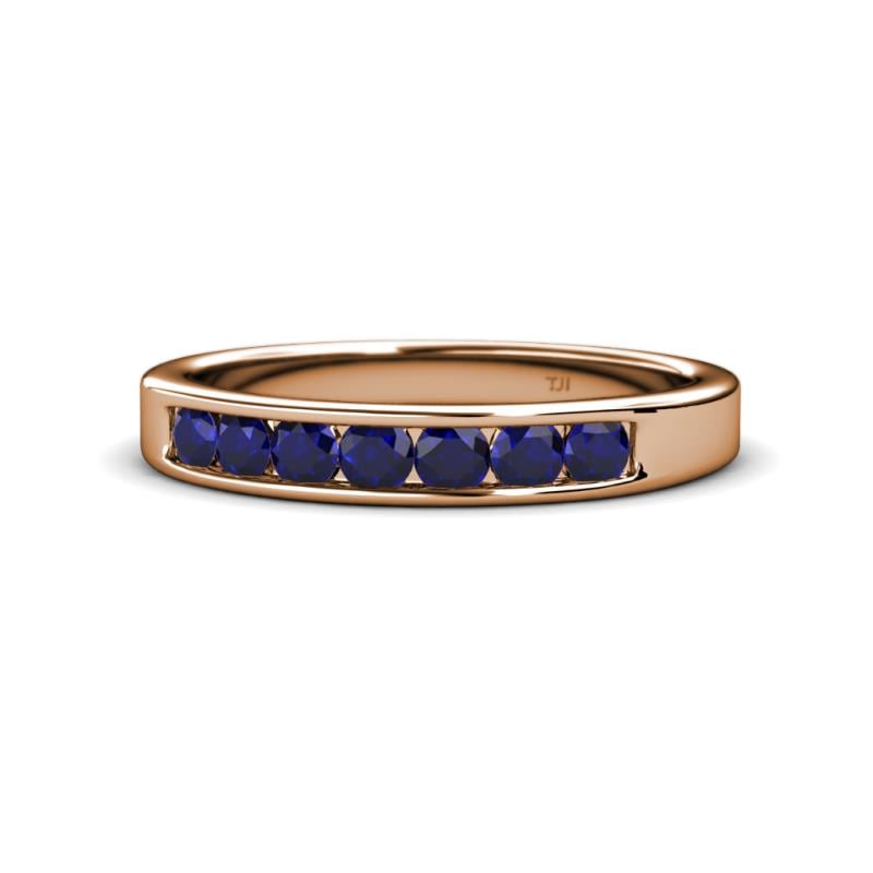 Kathiryn 3.00 mm Blue Sapphire 7 Stone Wedding Band 