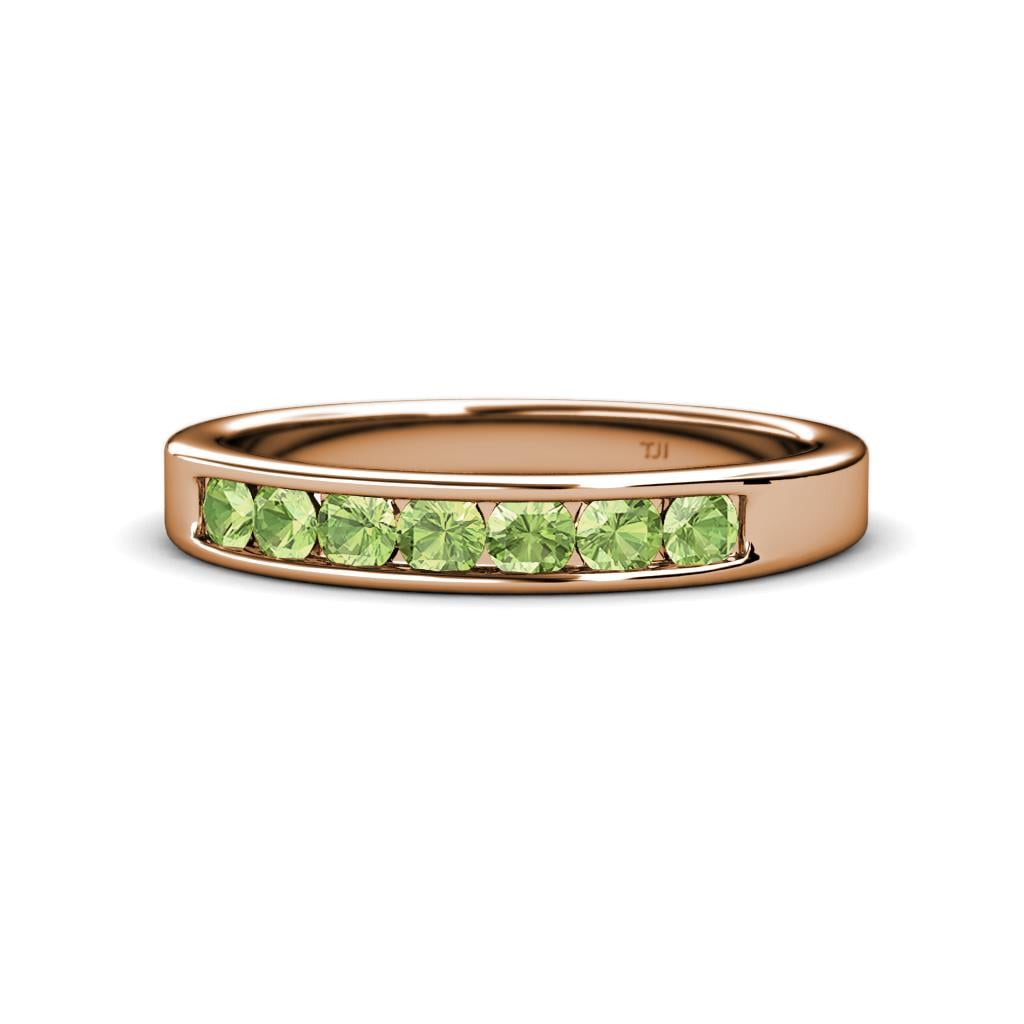 Kathiryn 3.00 mm Peridot 7 Stone Wedding Band 