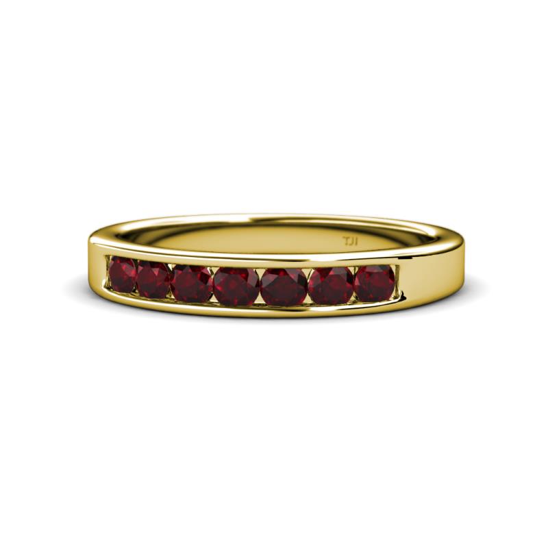 Kathiryn 3.00 mm Red Garnet 7 Stone Wedding Band 