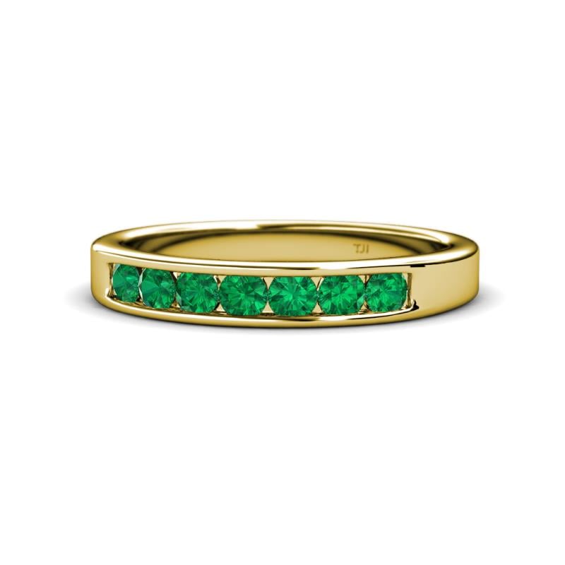 Kathiryn 3.00 mm Emerald 7 Stone Wedding Band 
