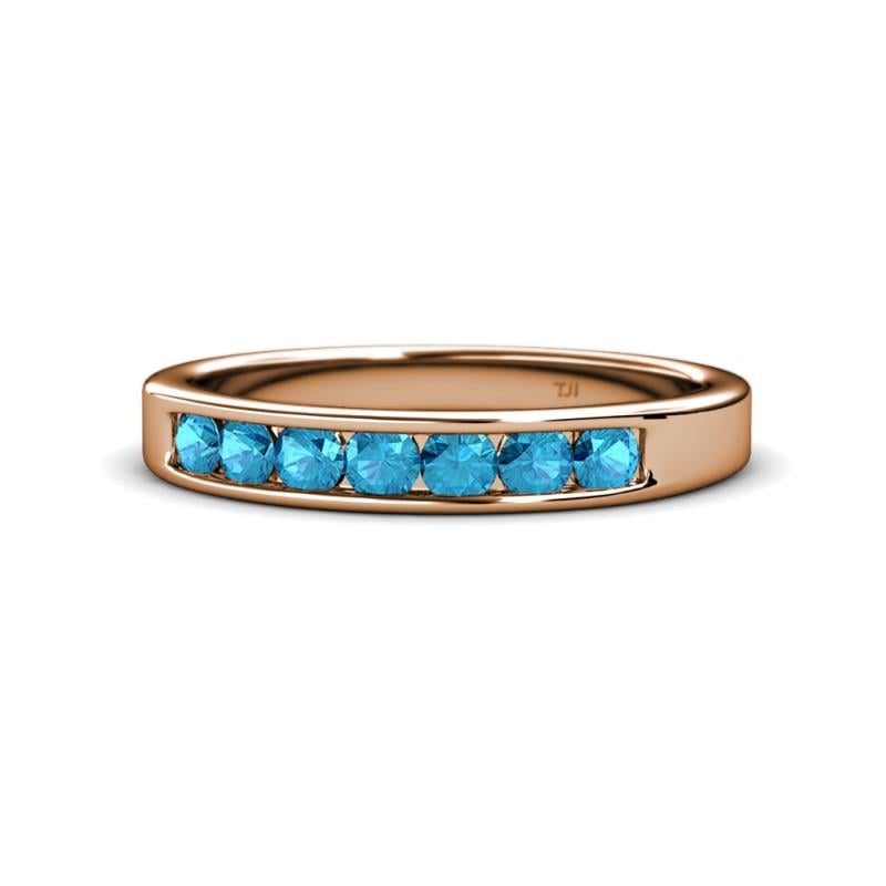 Kathiryn 3.00 mm London Blue Topaz 7 Stone Wedding Band 