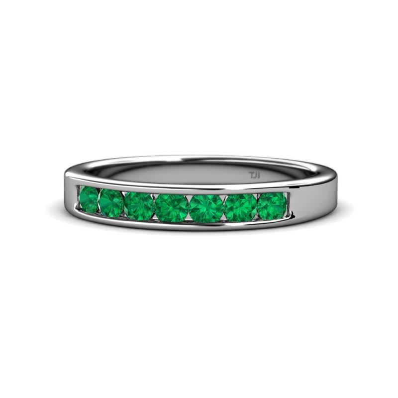 Kathiryn 3.00 mm Emerald 7 Stone Wedding Band 