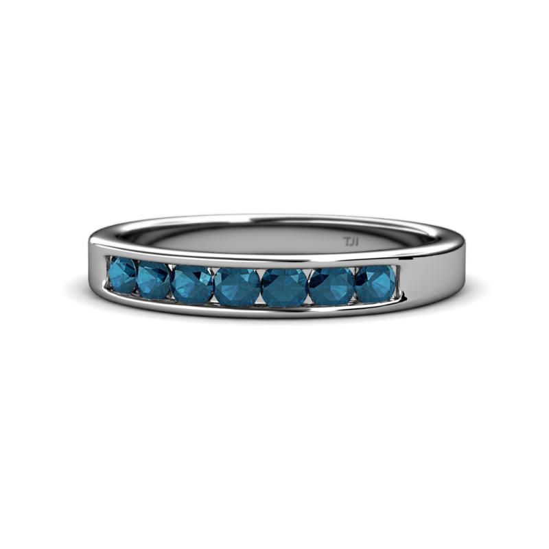 Kathiryn 3.00 mm Blue Diamond 7 Stone Wedding Band 