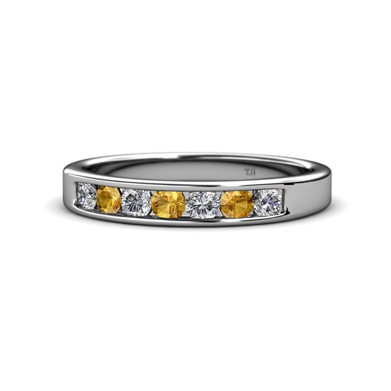 Kathiryn 3.00 mm Citrine and Diamond 7 Stone Wedding Band 