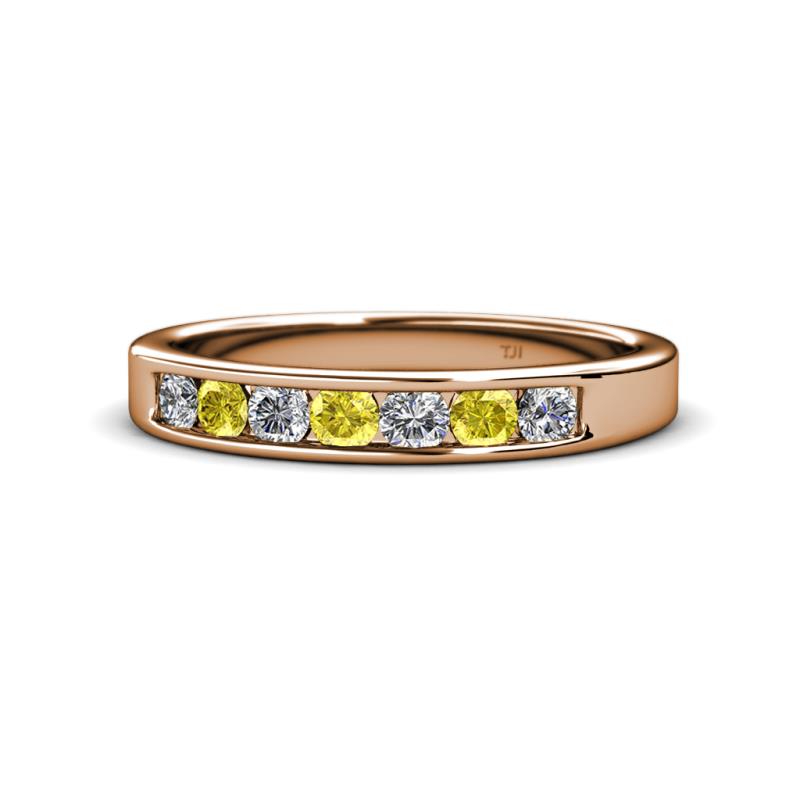 Kathiryn 3.00 mm Yellow Sapphire and Diamond 7 Stone Wedding Band 