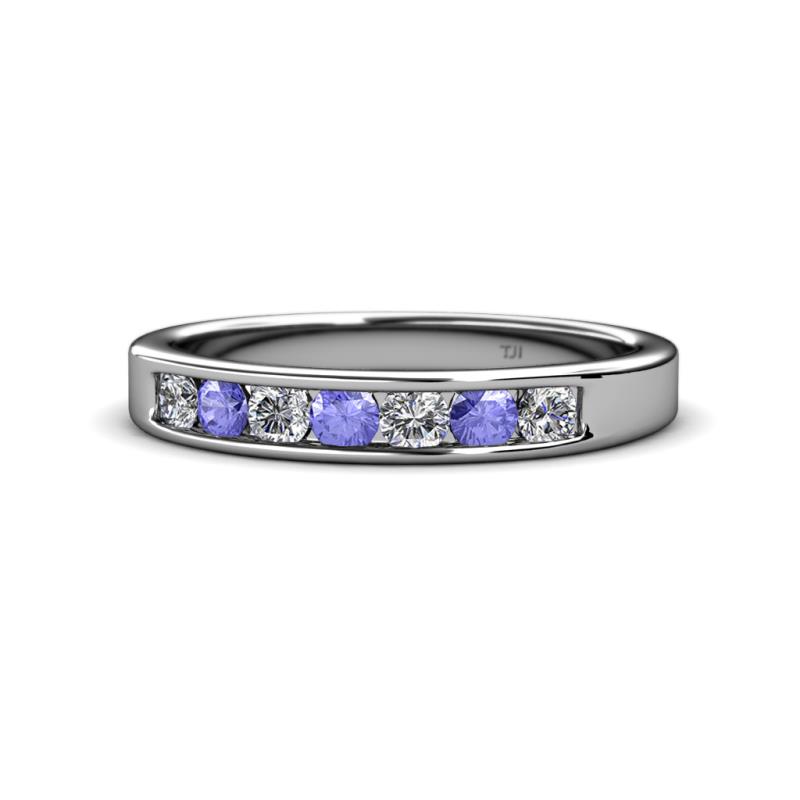 Kathiryn 3.00 mm Tanzanite and Lab Grown Diamond 7 Stone Wedding Band 