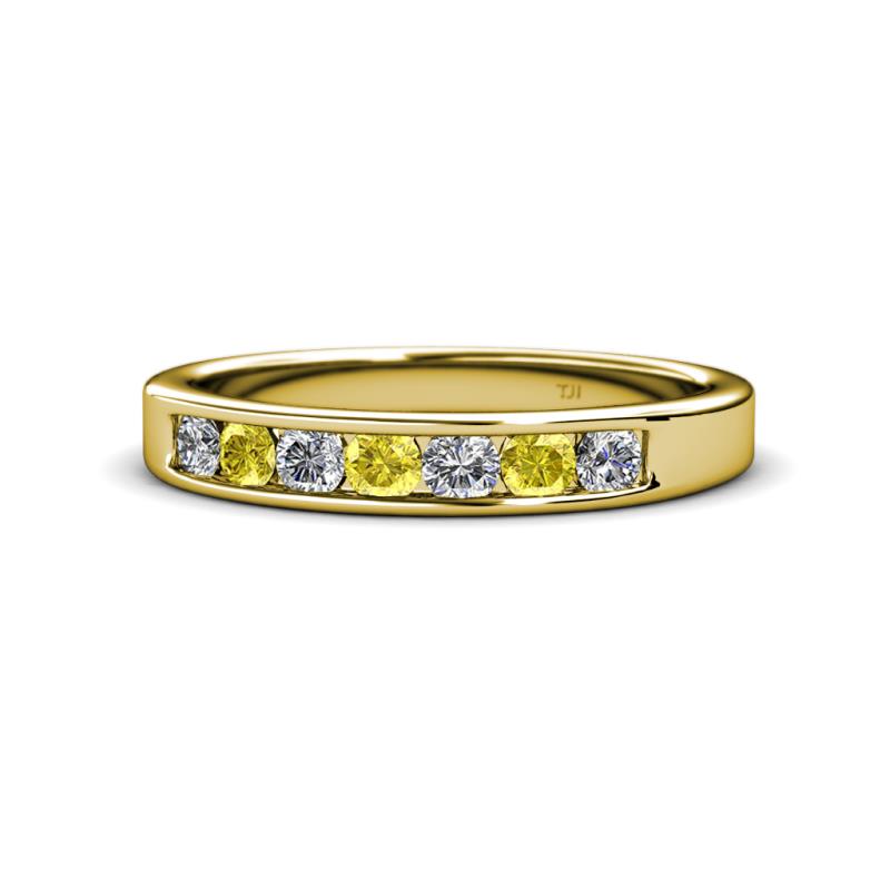 Kathiryn 3.00 mm Yellow Sapphire and Lab Grown Diamond 7 Stone Wedding Band 
