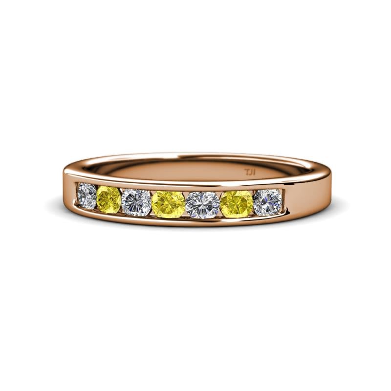 Kathiryn 3.00 mm Yellow Sapphire and Lab Grown Diamond 7 Stone Wedding Band 